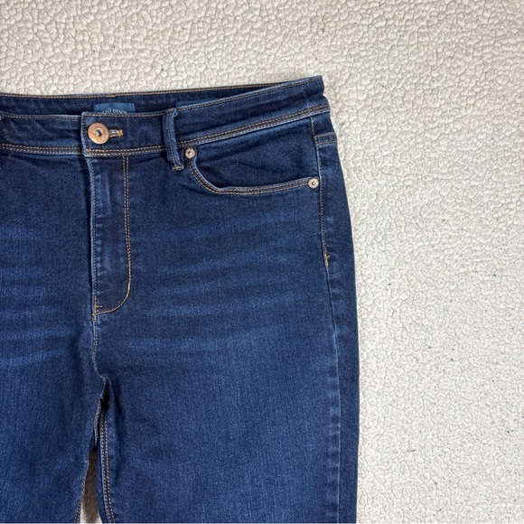 J Jill Denim High Rise Straight Leg Women Size 10p Stretch Dark Wash Blue Jeans - Picture 3 of 15